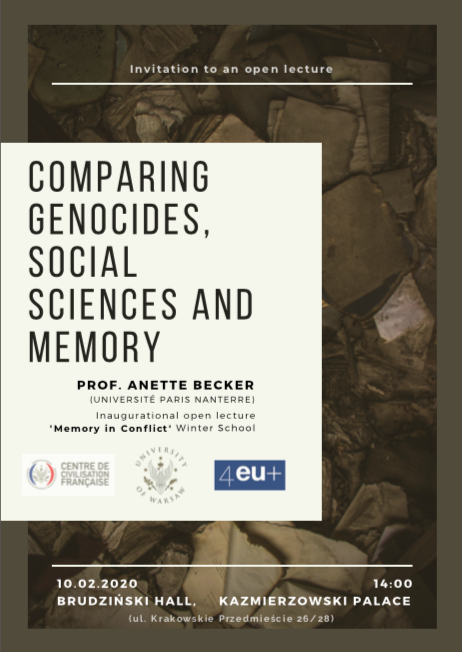 Conférence d’Anette Becker à Varsovie / Comparing genocides, social sciences and memory, 10 février 2020